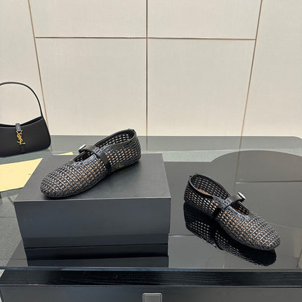 ALAIA MARY JANE FLAT 25S IN BLACK WOVEN MESH