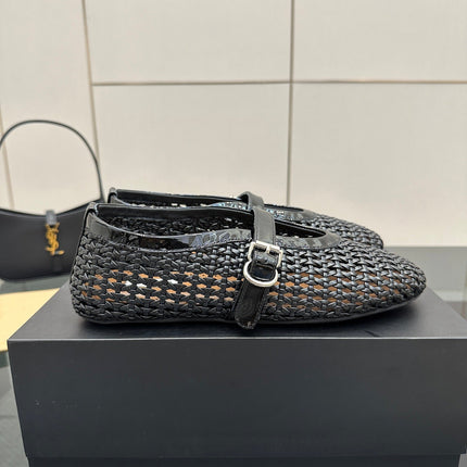 ALAIA MARY JANE FLAT 25S IN BLACK WOVEN MESH