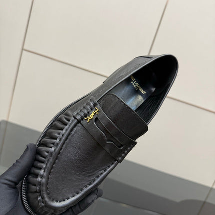 YSL DNA LOAFERS IN BLACK CALFSKIN GOLD HARDWARE