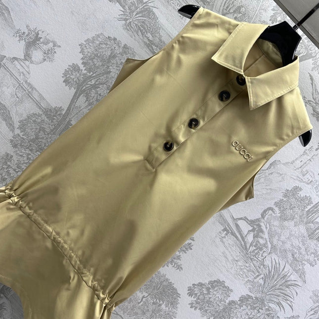 Gucci 25 Polo Shift Dress Cookies And Cream Polyester 231769