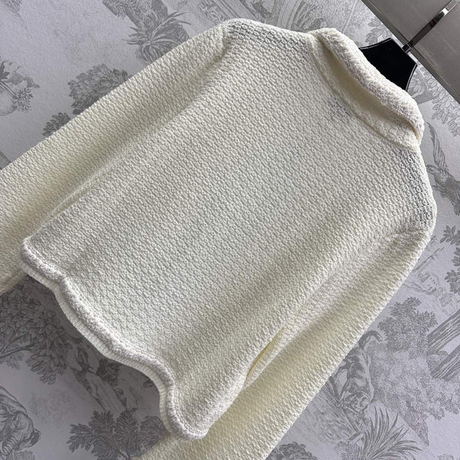 CHANEL PINK AND WHITE KNIT SWEATER 263624