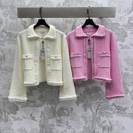 CHANEL PINK AND WHITE KNIT SWEATER 263624