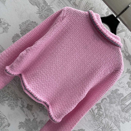CHANEL PINK AND WHITE KNIT SWEATER 263624