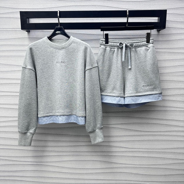 GUCCI SWEATSHIRT AND SHORTS SET IN GREY