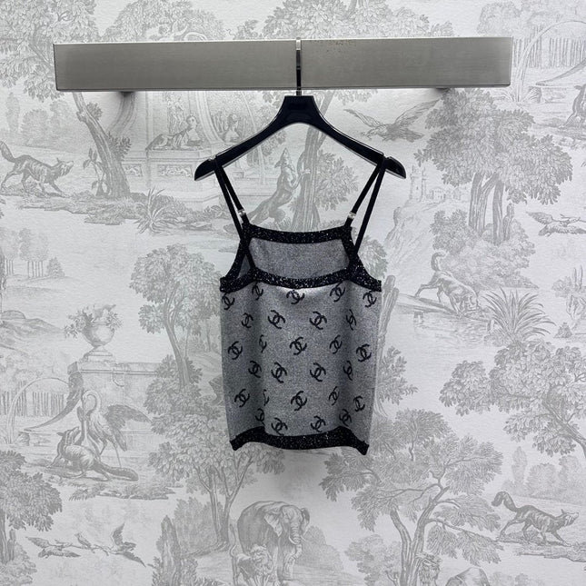 CHANEL CAMISOLE WITH LOGO DETAIL IN GREY
