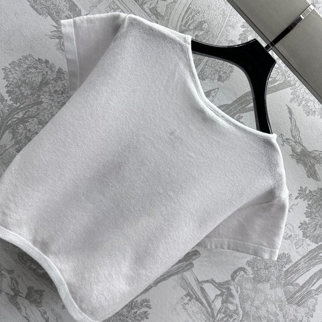 CHANEL SHORT SLEEVE CREW NECK KNIT TOP 263668