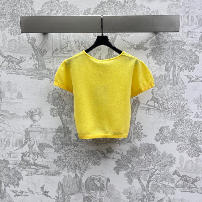 CHANEL SHORT SLEEVE CREW NECK KNIT TOP 263666