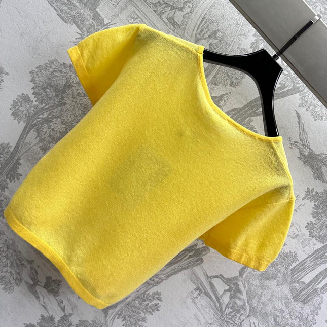 CHANEL CREW NECK SHORT-SLEEVE KNIT TOP 263666