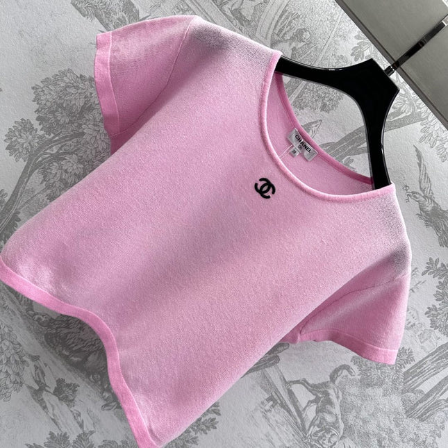 CHANEL SHORT SLEEVE CREW NECK KNIT TOP 263667