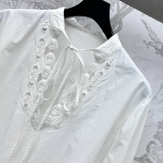 GUCCI 25S EMBROIDERED SHIRT DRESS WITH BELT 264644