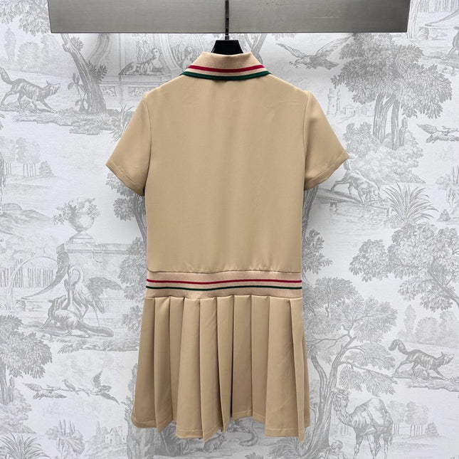 GUCCI 25S SHORT-SLEEVE DRESS IN TWILL SILK 264665