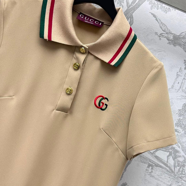 GUCCI 25S SHORT-SLEEVE DRESS IN TWILL SILK 264665