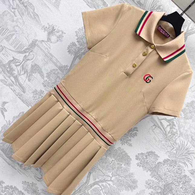 GUCCI 25S SHORT-SLEEVE DRESS IN TWILL SILK 264665