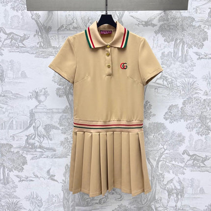 GUCCI 25S SHORT-SLEEVE DRESS IN TWILL SILK 264665