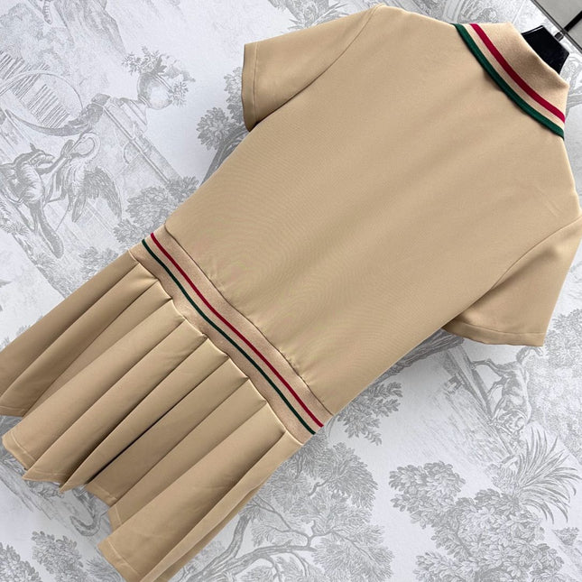 GUCCI 25S SHORT-SLEEVE DRESS IN TWILL SILK 264665
