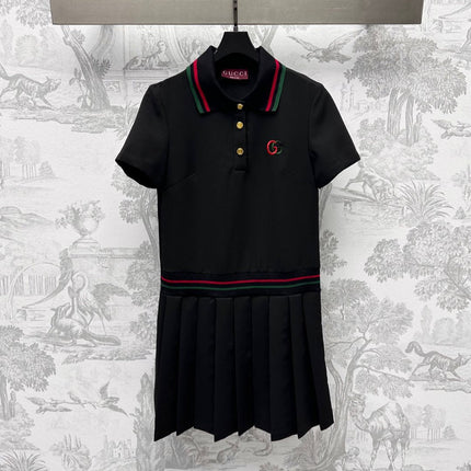 GUCCI 25S SHORT-SLEEVE DRESS IN TWILL SILK 264667