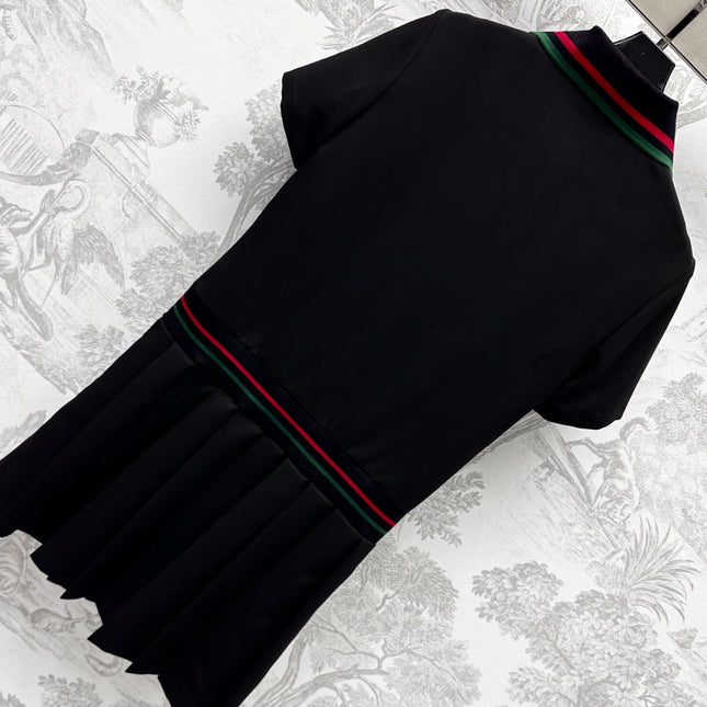 GUCCI 25S SHORT-SLEEVE DRESS IN TWILL SILK 264667