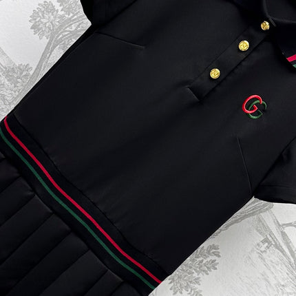 GUCCI 25S SHORT-SLEEVE DRESS IN TWILL SILK 264667