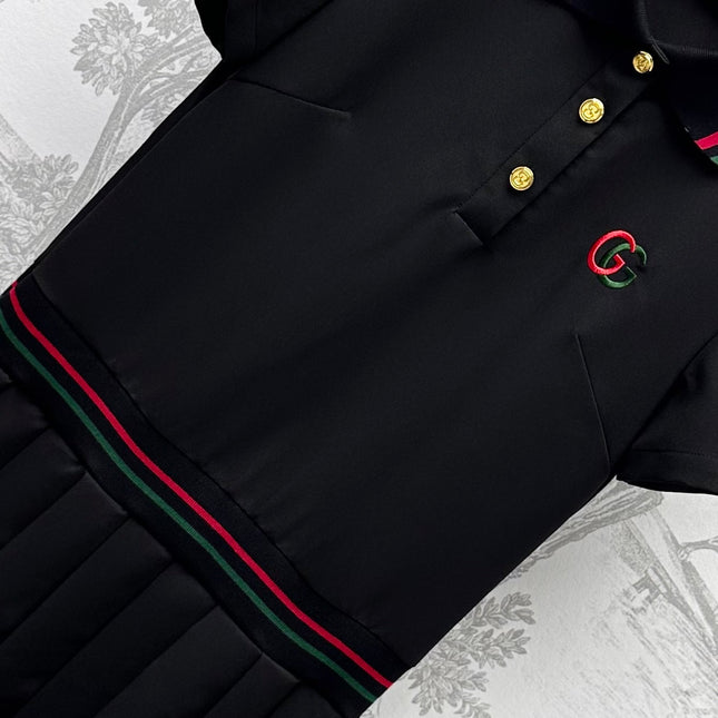 GUCCI 25S SHORT-SLEEVE DRESS IN TWILL SILK 264667