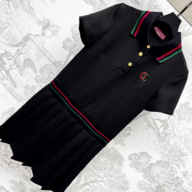 GUCCI 25S SHORT-SLEEVE DRESS IN TWILL SILK 264667