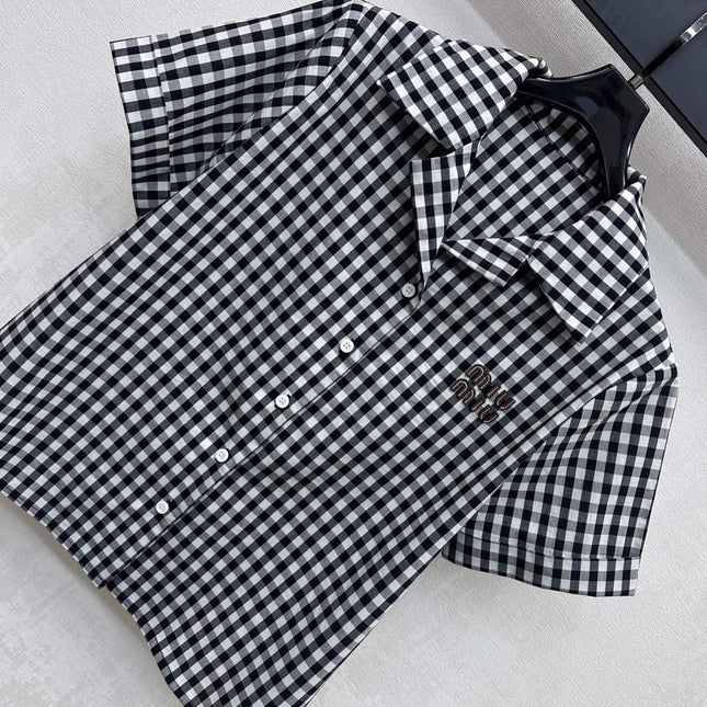 MIU 25S SHORT SLEEVE PLAID SHIRT 264708
