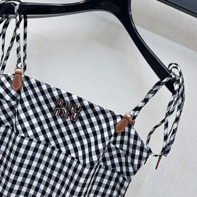 MIU 25S PLAID PINAFORE DRESS 264712