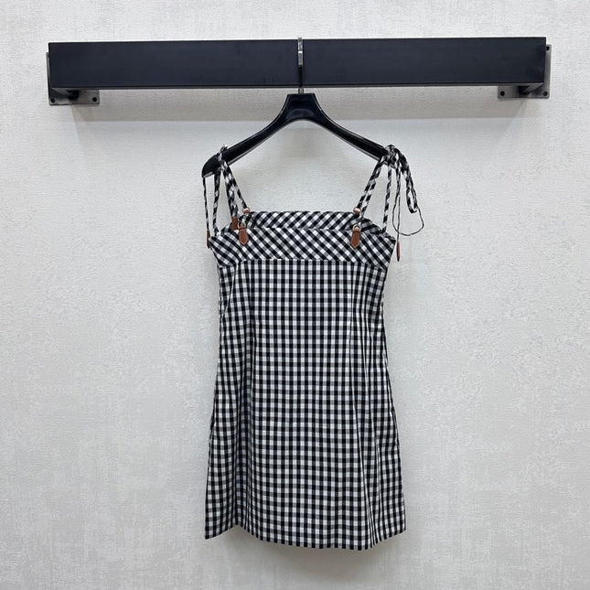 MIU 25S PLAID PINAFORE DRESS 264712