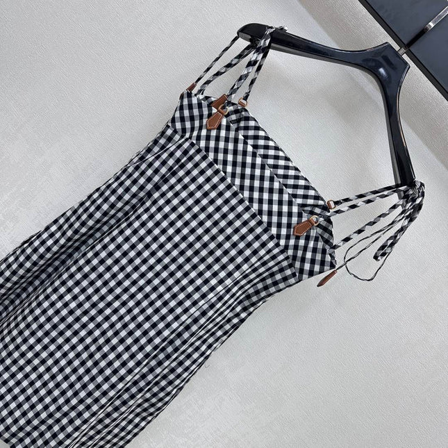 MIU 25S PLAID PINAFORE DRESS 264712