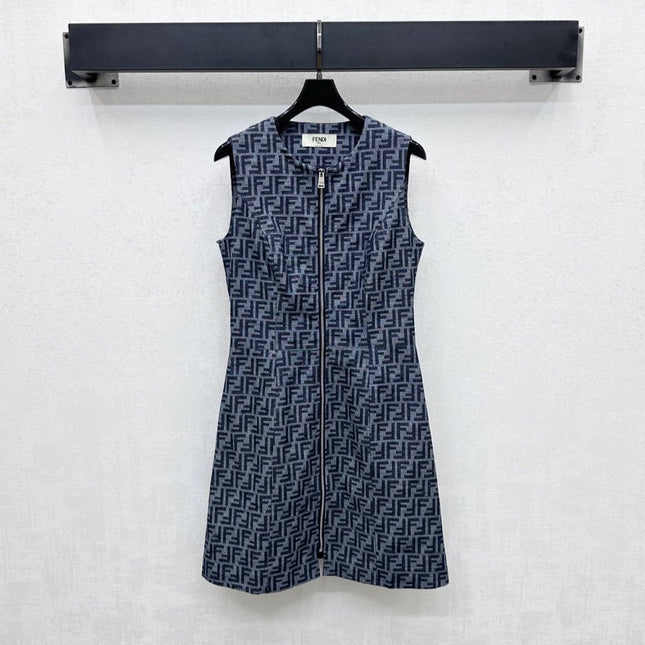 FEND 25S VEST DRESS DENIM JACQUARD 264599