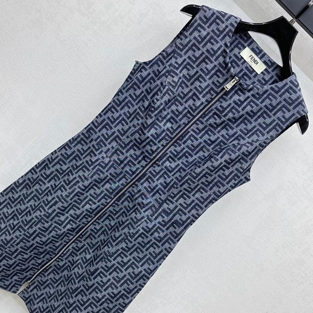 FEND 25S VEST DRESS DENIM JACQUARD 264599