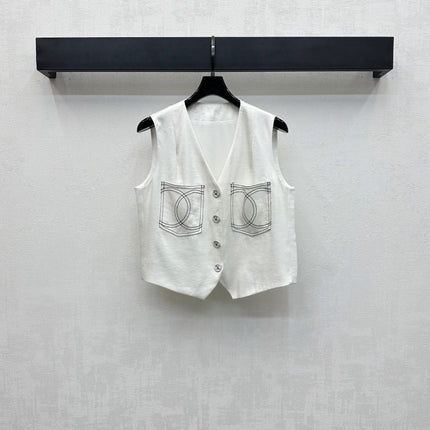 CHANEL SLEEVELESS BUTTONED BLAZER 274758