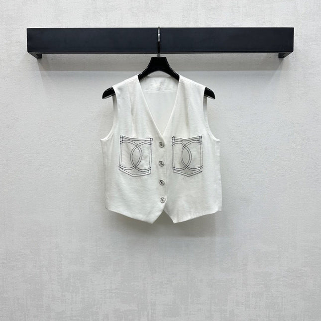 CHANEL SLEEVELESS BUTTONED BLAZER 274758