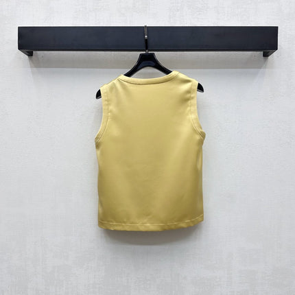 CHANEL SLEEVELESS ROUND-NECK BUTTON-UP TOP 274771