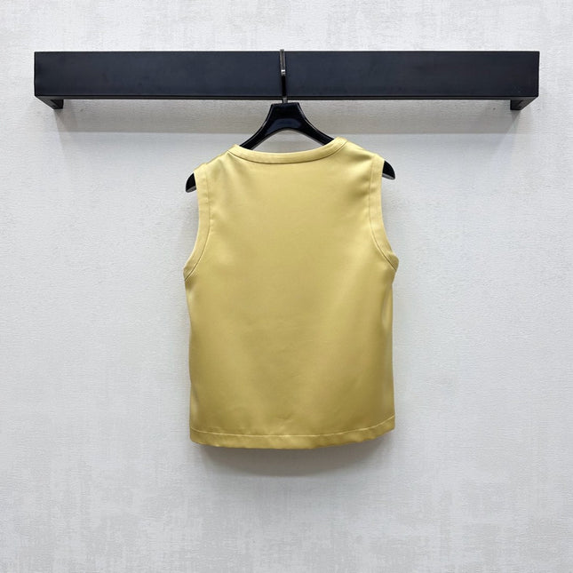 CHANEL SLEEVELESS ROUND-NECK BUTTON-UP TOP 274771