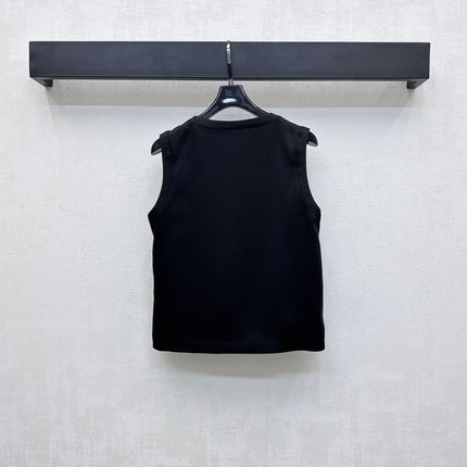 CHANEL SLEEVELESS ROUND-NECK BUTTON-UP TOP 274769