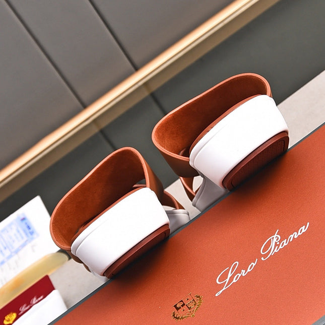 LP INTERWOVEN STRAPS SLIPPERS FIRE CALFSKIN