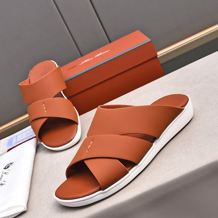 LP INTERWOVEN STRAPS SLIPPERS FIRE CALFSKIN