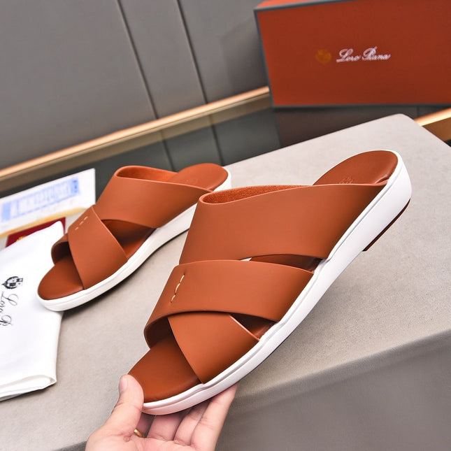 LP INTERWOVEN STRAPS SLIPPERS FIRE CALFSKIN