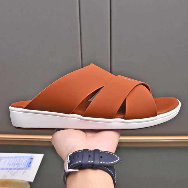 LP INTERWOVEN STRAPS SLIPPERS FIRE CALFSKIN