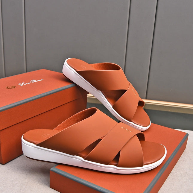 LP INTERWOVEN STRAPS SLIPPERS FIRE CALFSKIN