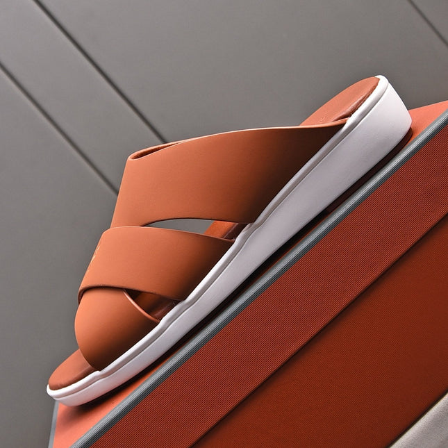 LP INTERWOVEN STRAPS SLIPPERS FIRE CALFSKIN