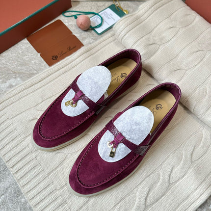 LP LOAFERS 25S IN BURGUNDY SUEDE MIX LAMBSKIN