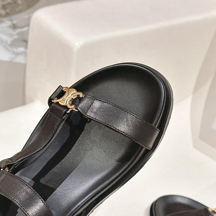 MAUD SANDAL WITH TRIOMPHE IN BLACK CALFSKIN