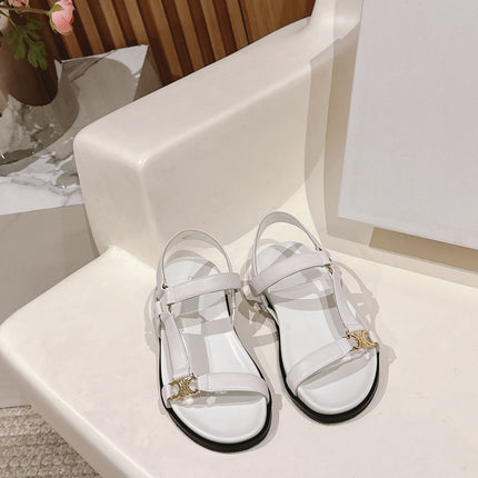 MAUD SANDAL WITH TRIOMPHE IN WHITE CALFSKIN