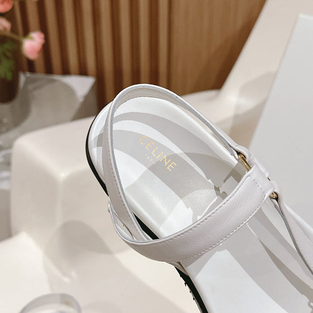 MAUD SANDAL WITH TRIOMPHE IN WHITE CALFSKIN