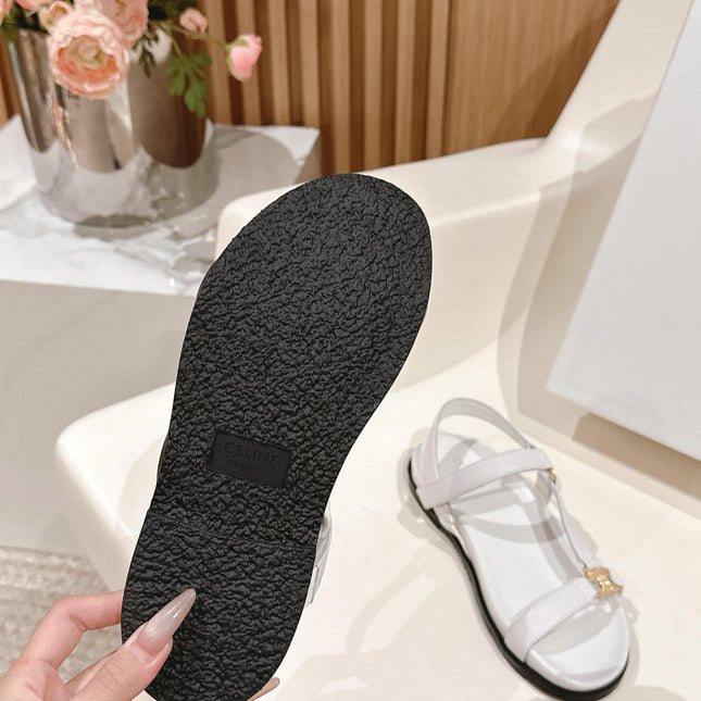 MAUD SANDAL WITH TRIOMPHE IN WHITE CALFSKIN