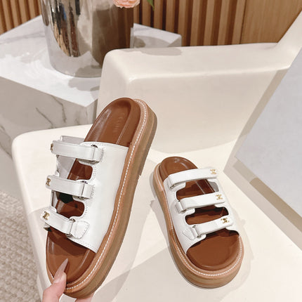 TRIOMPHE SANDALS IN WHITE CALFSKIN