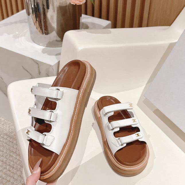 TRIOMPHE SANDALS IN WHITE CALFSKIN