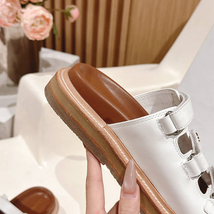 TRIOMPHE SANDALS IN WHITE CALFSKIN