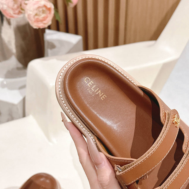 TRIOMPHE SANDALS IN BROWN CALFSKIN